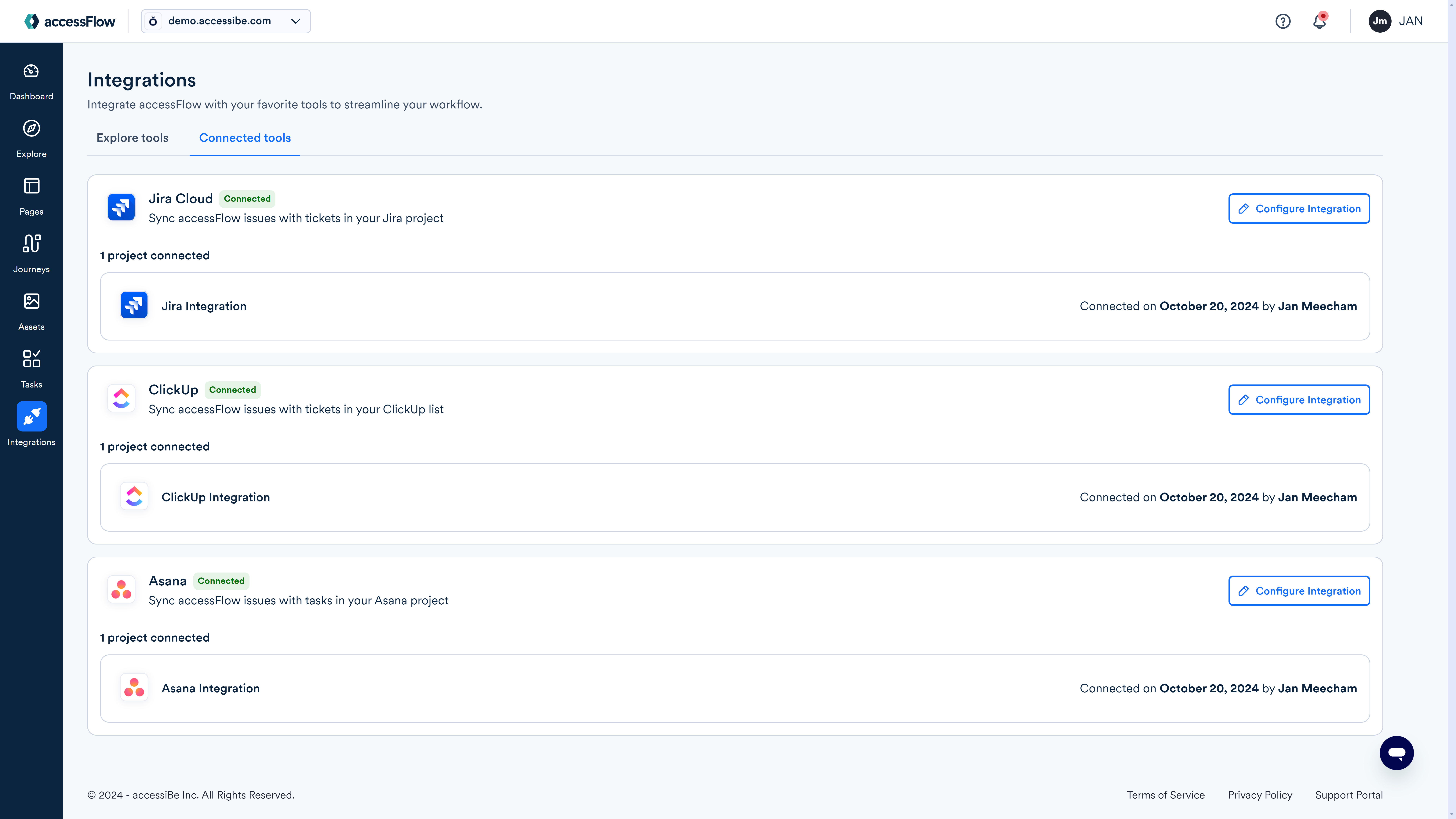 Screenshot of Asana configuration