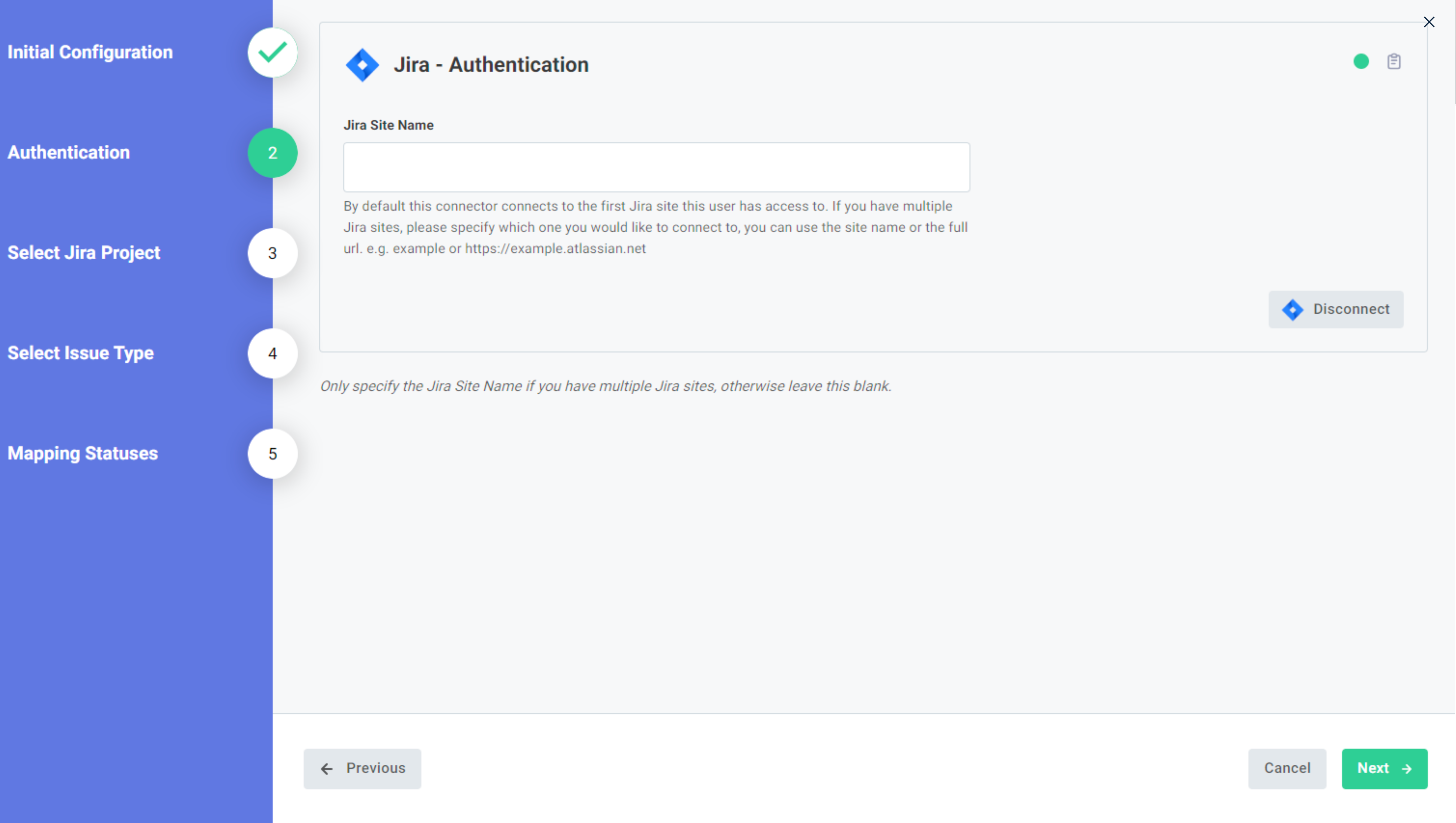 Screenshot of Jira disconnect