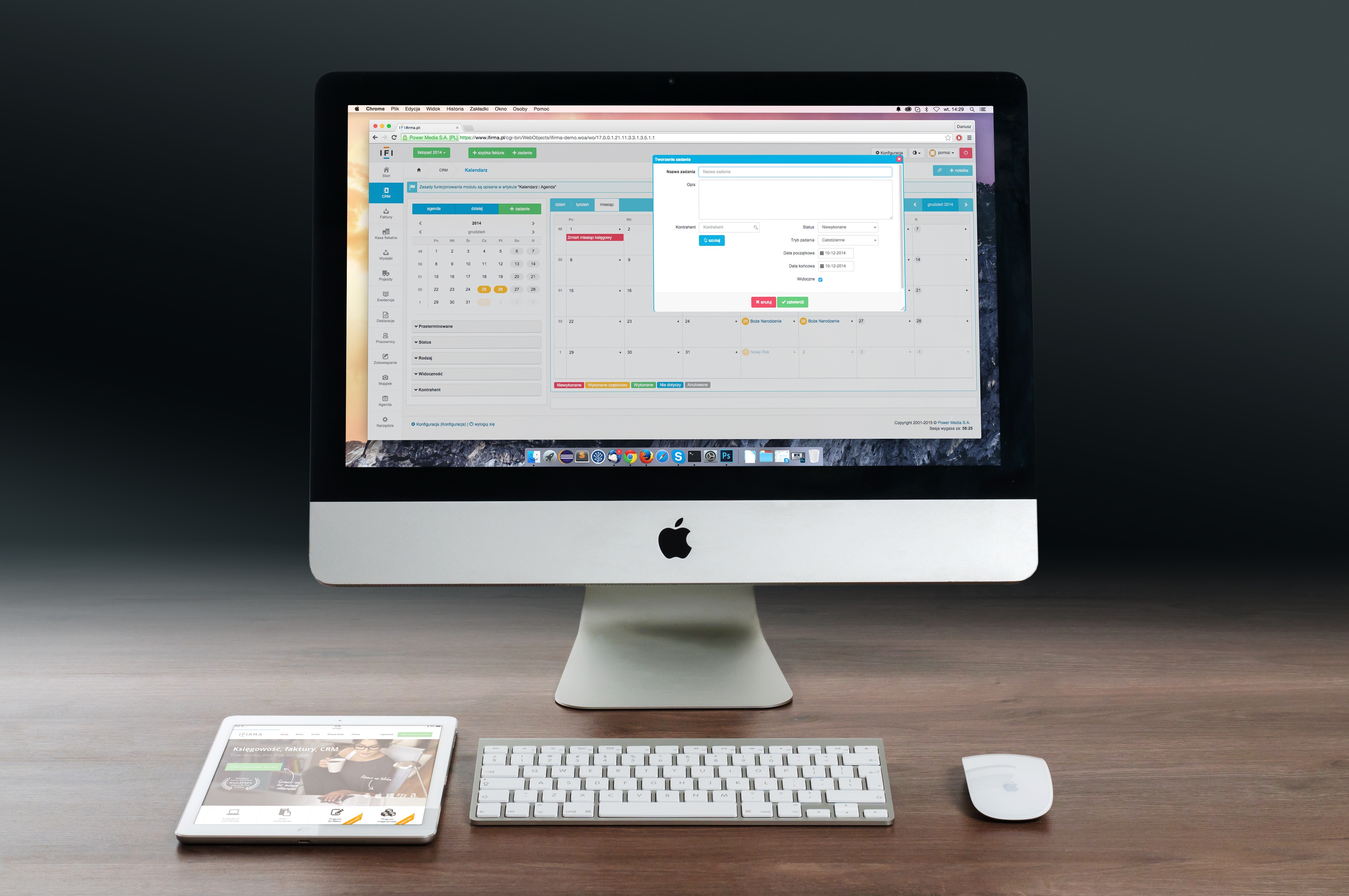 A Mac desktop screen monitor that displays a calendar with a pop up meeting invite to be filled in with details