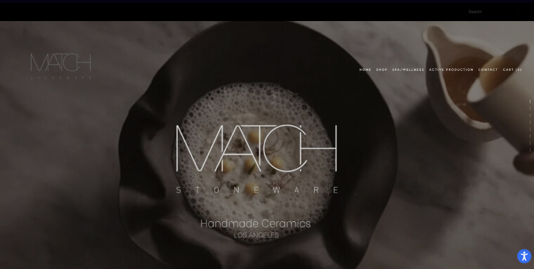 Screenshot of Match Stoneware's homepage.