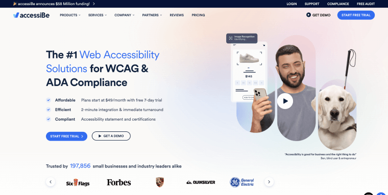 Screenshot of accessiBe's homepage.