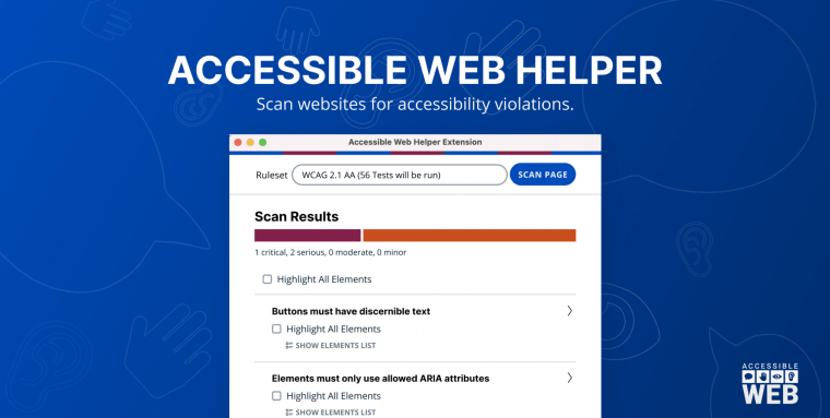 Screenshot of Accessible Web Helper's interface.