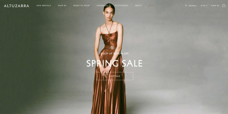 Screenshot of Altuzarra's homepage.