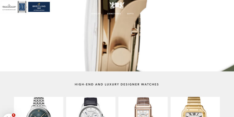 Screenshot of CJ Charles Jewelers' homepage.