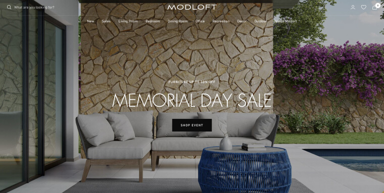 Screenshot of Modloft's homepage.