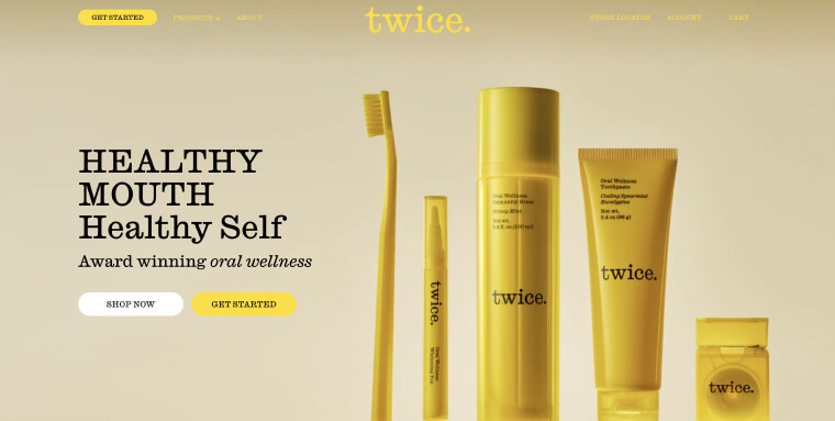 Screenshot of Twice Toothpaste's homepage.