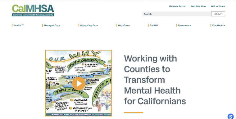Screenshot of CalMHSA's homepage.