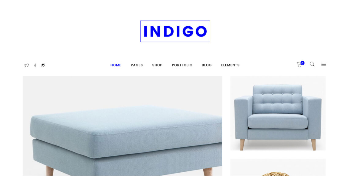 Screenshot of the Indigo WooCommerce theme.