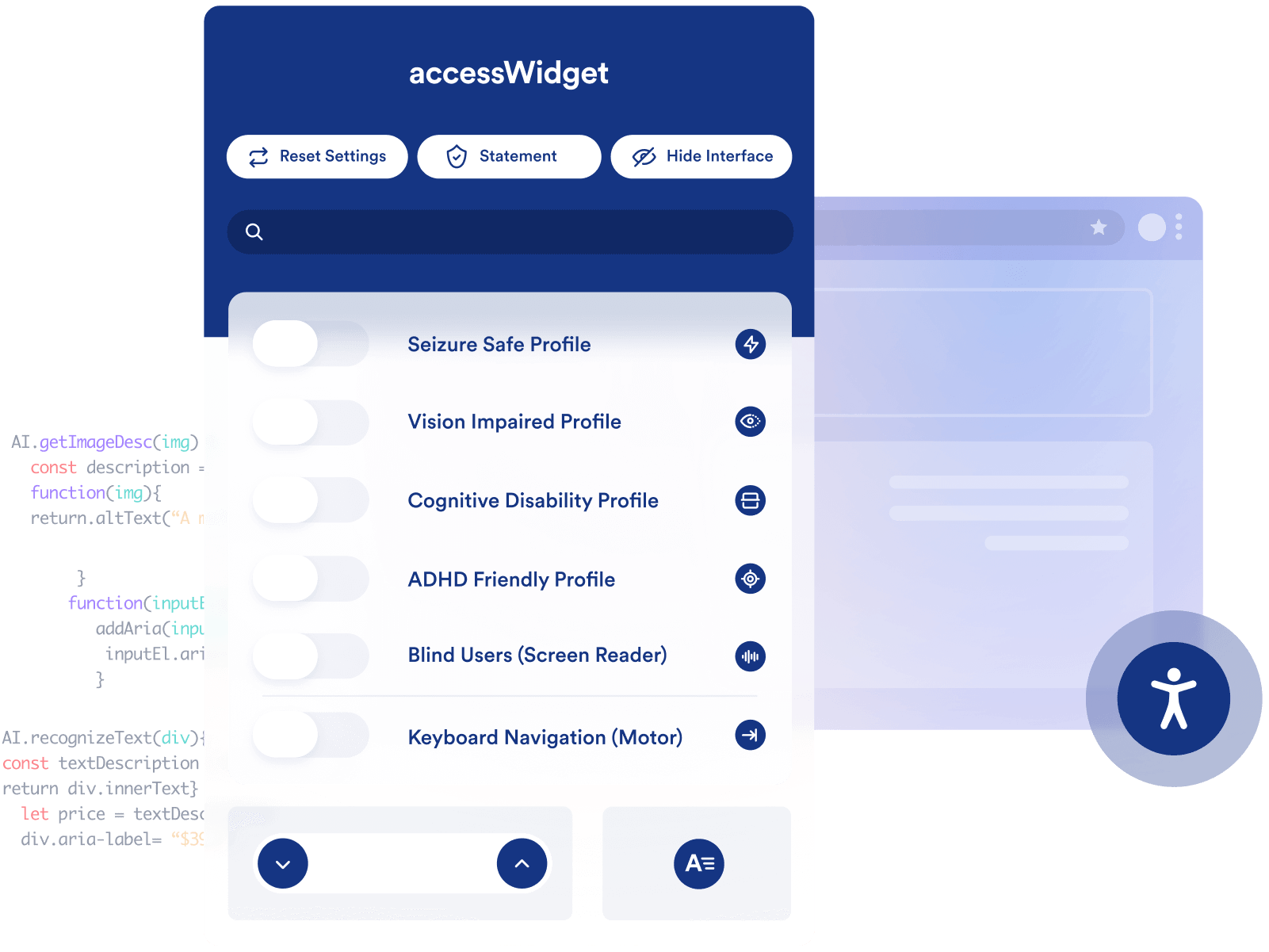 An illustration of accessiBe's process in a demo