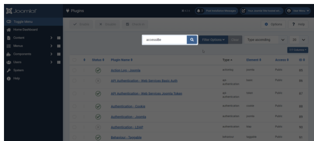 Screenshot of accessiBe plugin
