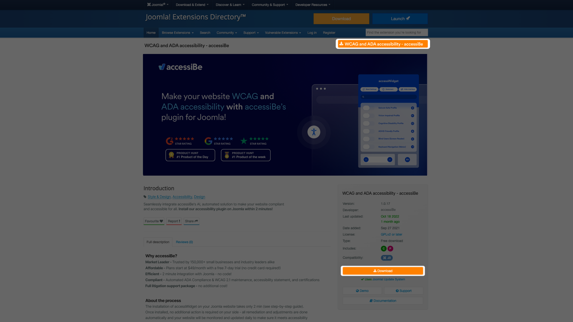 How to Install the accessiBe plugin on a Joomla website accessiBe