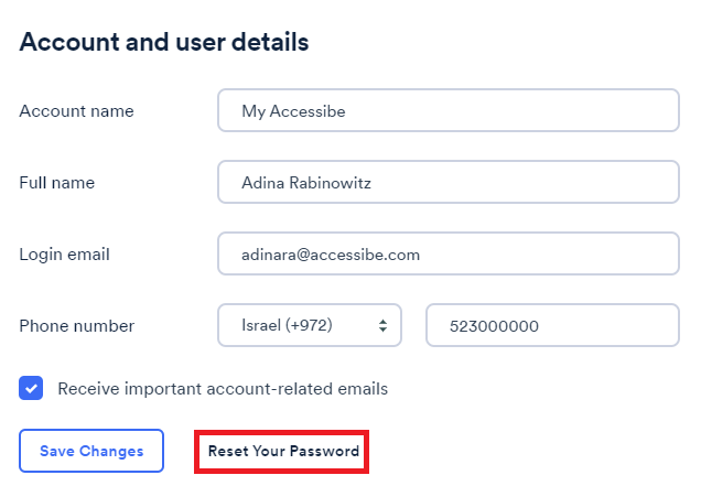 How do I reset my Account Password? 