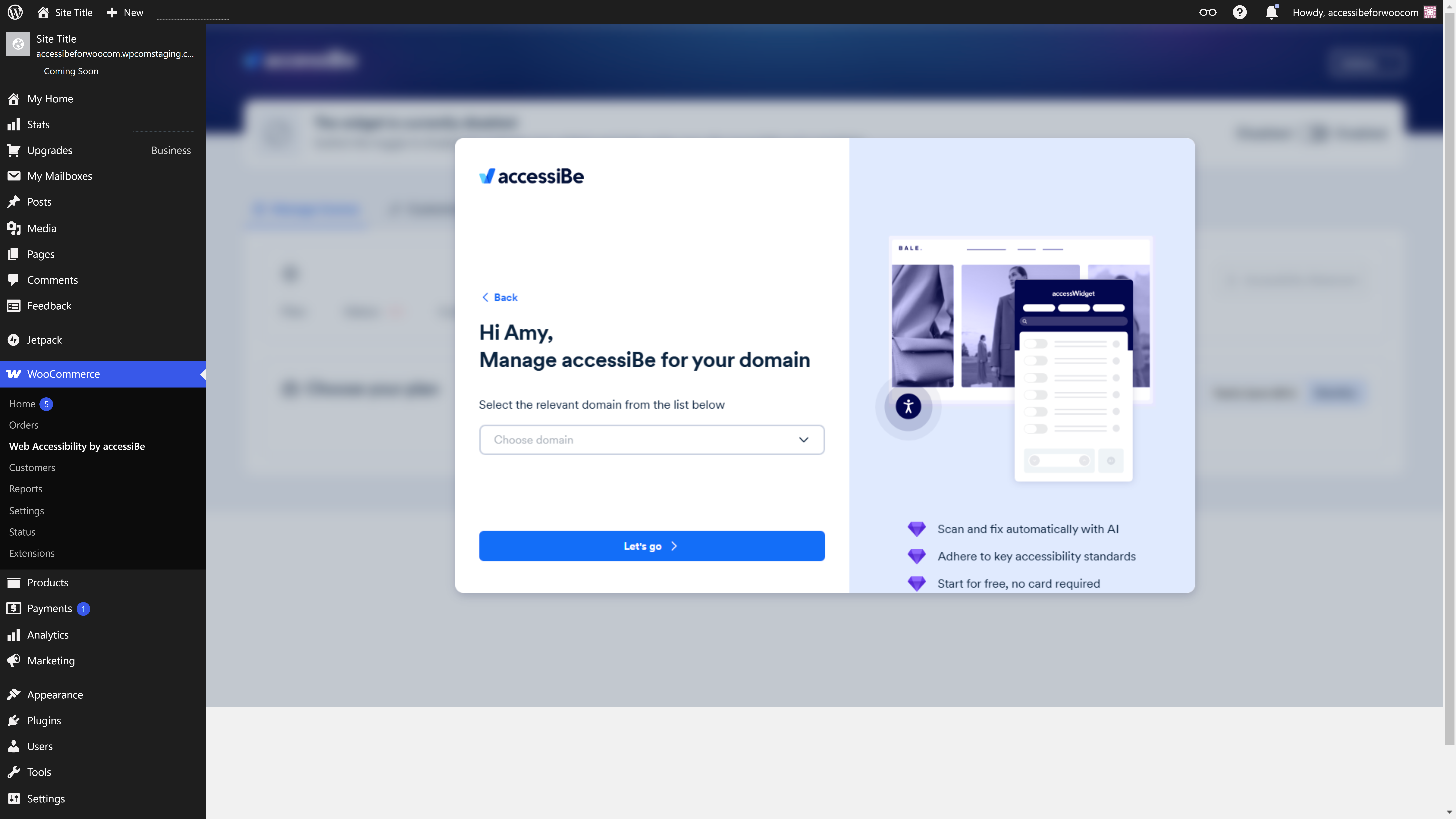 Screenshot of select domain