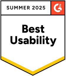 G2 badge: Best Usability Summer 2025