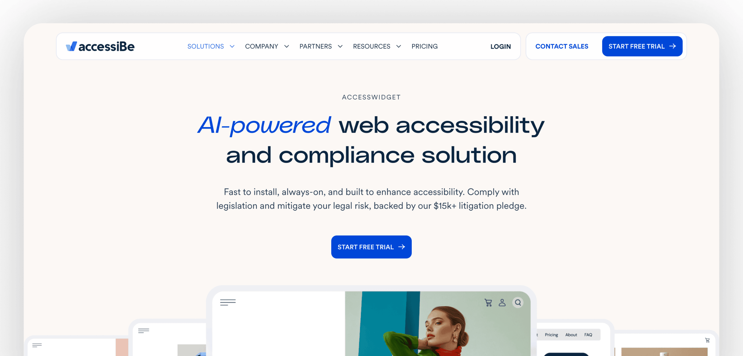 Screenshot of accessibe.com/accesswidget