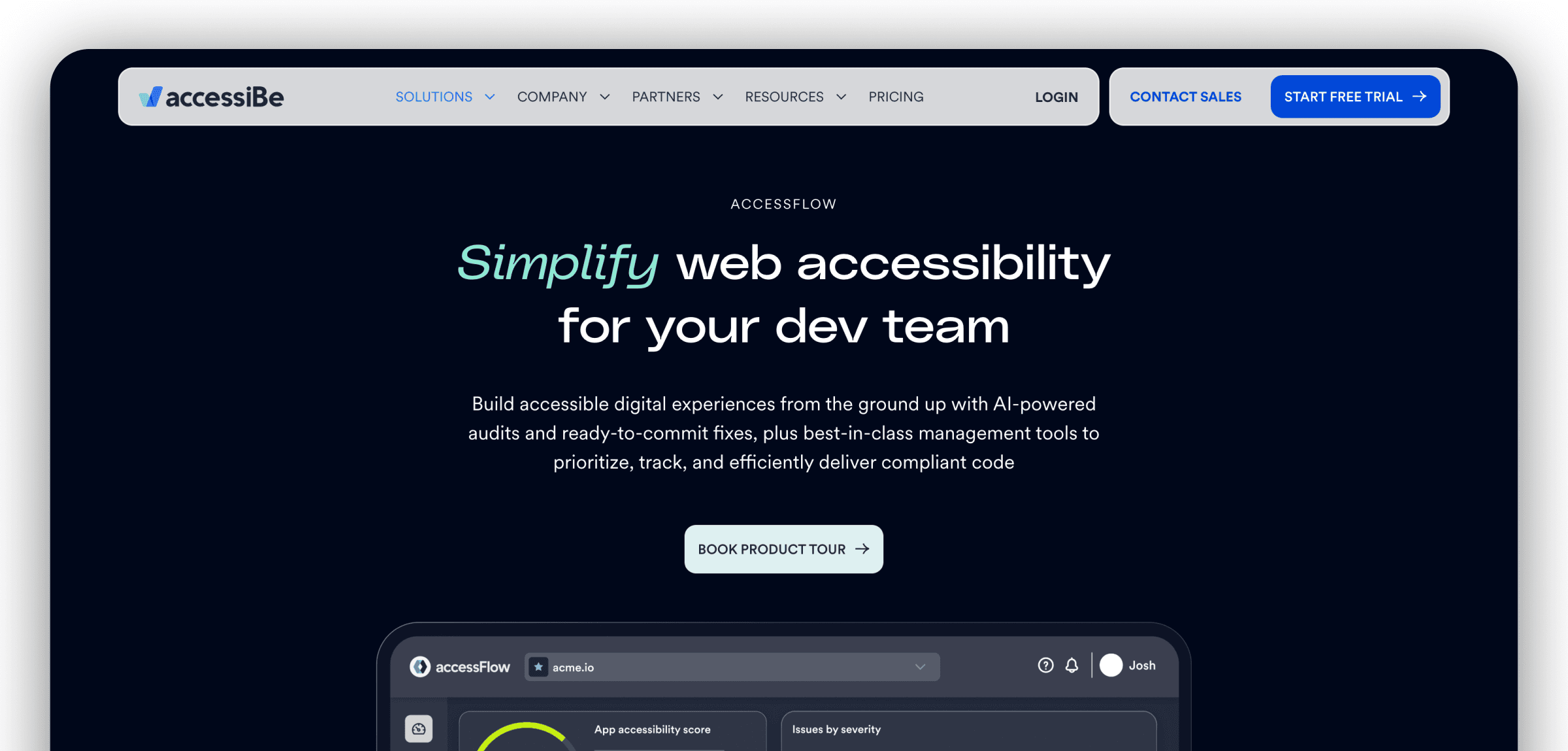 Screenshot of accessibe.com/accessflow