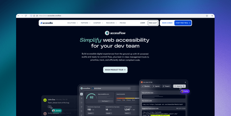 Screenshot of the accessFlow landing page on accessibe.com